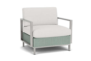 Lloyd Flanders Elements Lounge Chair with Stainless Steel Arms and Back Sea Glass