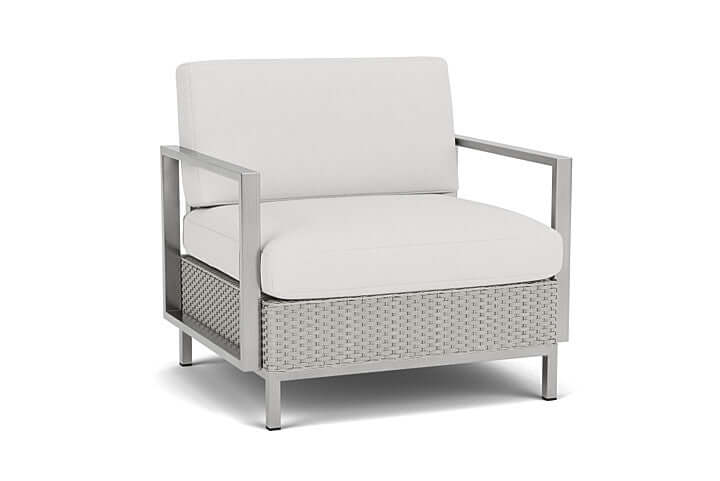 Lloyd Flanders Elements Lounge Chair with Stainless Steel Arms and Back Platinum
