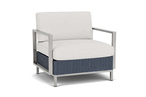 Lloyd Flanders Elements Lounge Chair with Stainless Steel Arms and Back Denim Blue