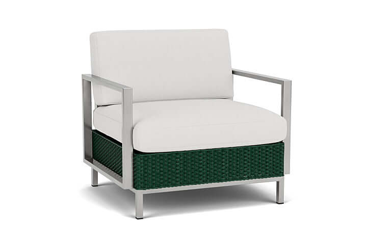 Lloyd Flanders Elements Lounge Chair with Stainless Steel Arms and Back Woodland