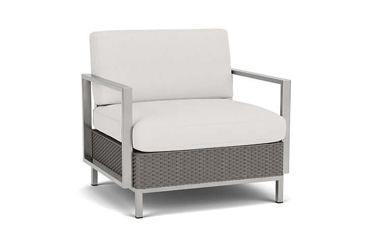 Lloyd Flanders Elements Lounge Chair with Stainless Steel Arms and Back Pewter