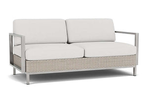 Lloyd Flanders Elements Settee with Stainless Steel Arms and Back Linen
