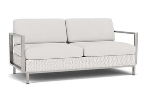 Lloyd Flanders Elements Settee with Stainless Steel Arms and Back White