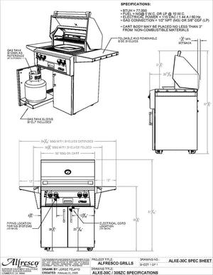 Alfresco 30" Luxury Freestanding Grill-Natural Gas