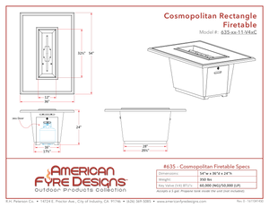 American Fyre Designs Cosmopolitan Rectangle Fire Table-Natural Gas