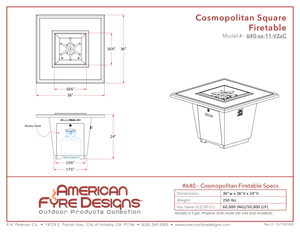 American Fyre Designs Cosmopolitan Square Fire Table-Natural Gas