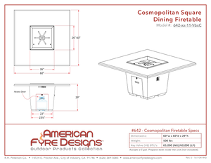 American Fyre Designs Cosmopolitan Square Dining Fire Table-Natural Gas