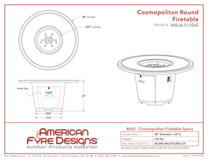 American Fyre Designs Cosmopolitan Round Fire Table-Natural Gas