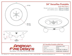 American Fyre Designs Versailles Fire Table-Natural Gas