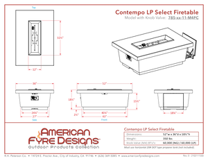 American Fyre Designs Contempo LP Select Firetable-Natural Gas