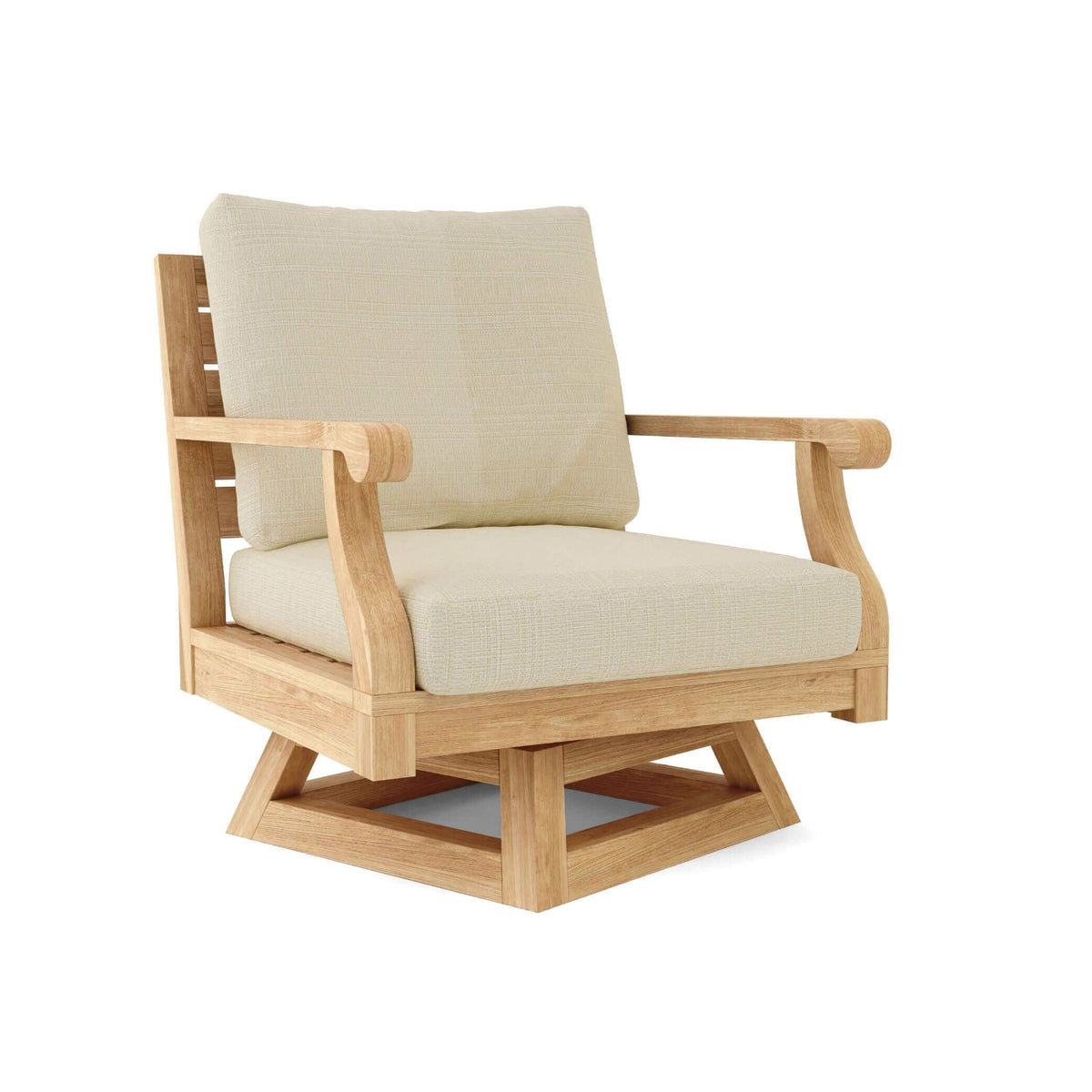 Anderson Teak Riviera Swivel Armchair + Cushion-Canvas Natural