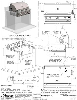 Artisan 36" Professional Series Built-In Grill-Liquid Propane