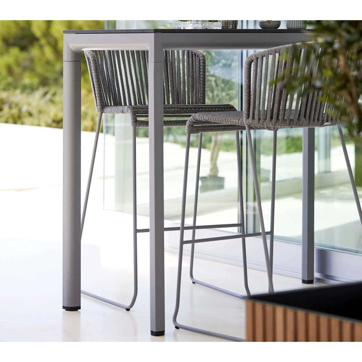 Cane-Line Drop Bar Table Base, 150X75 cm-Lava grey, aluminium