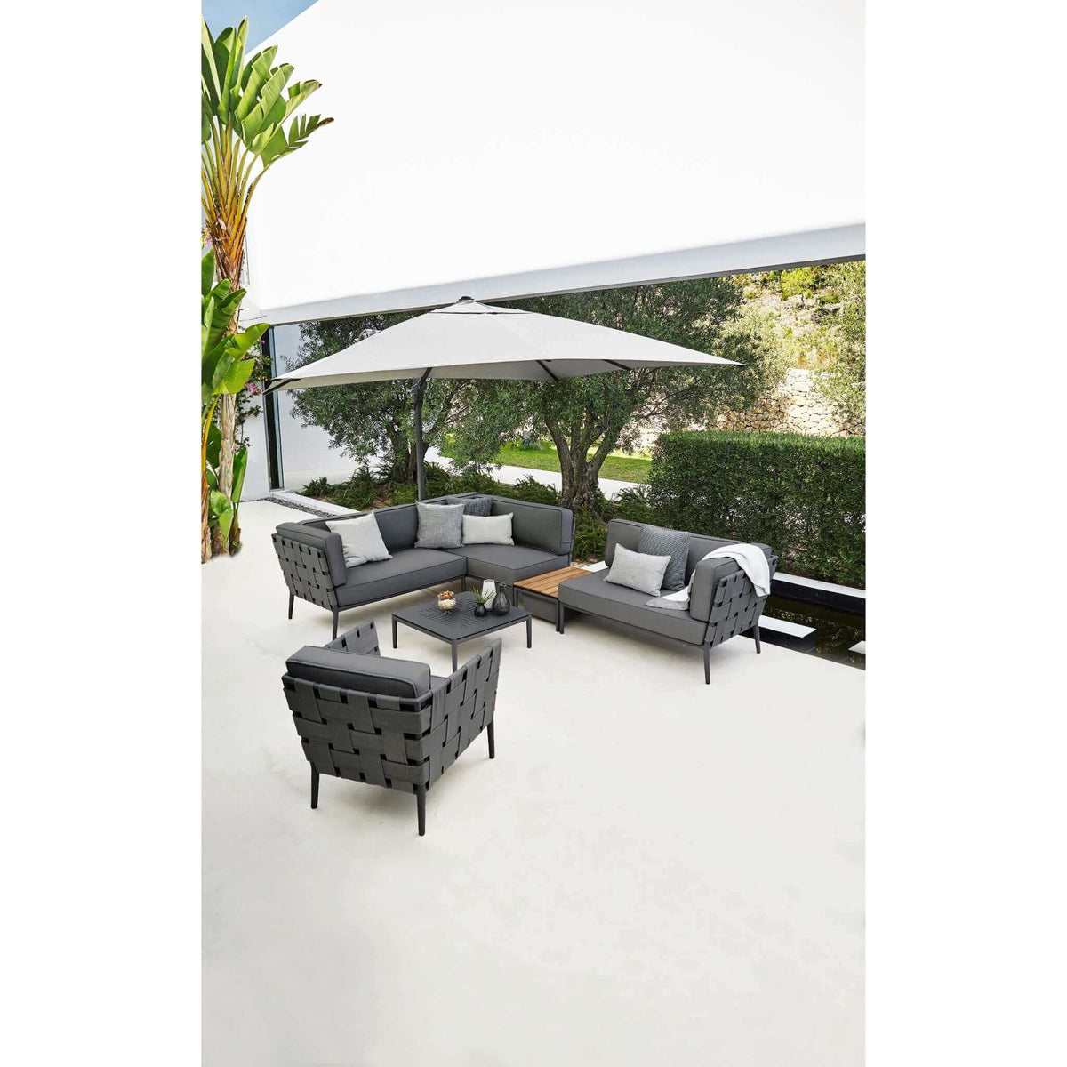 Cane-Line Conic Coffee Table, 75X75 cm-Lava grey, aluminium