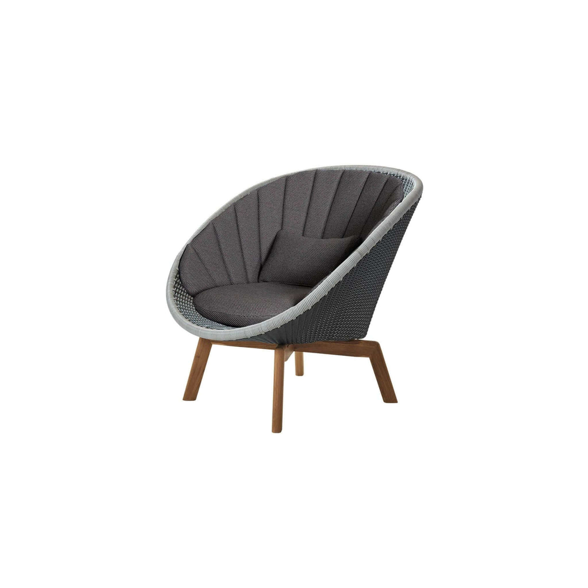 Cane-Line Peacock Lounge Chair W/Teak Legs-Midnight/Dusty blue, Cane-line Weave