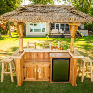 Dundalk LeisureCraft Canadian Timber Tropical Paradise Tiki Bar-2 Door Cabinet & Fridge Opening