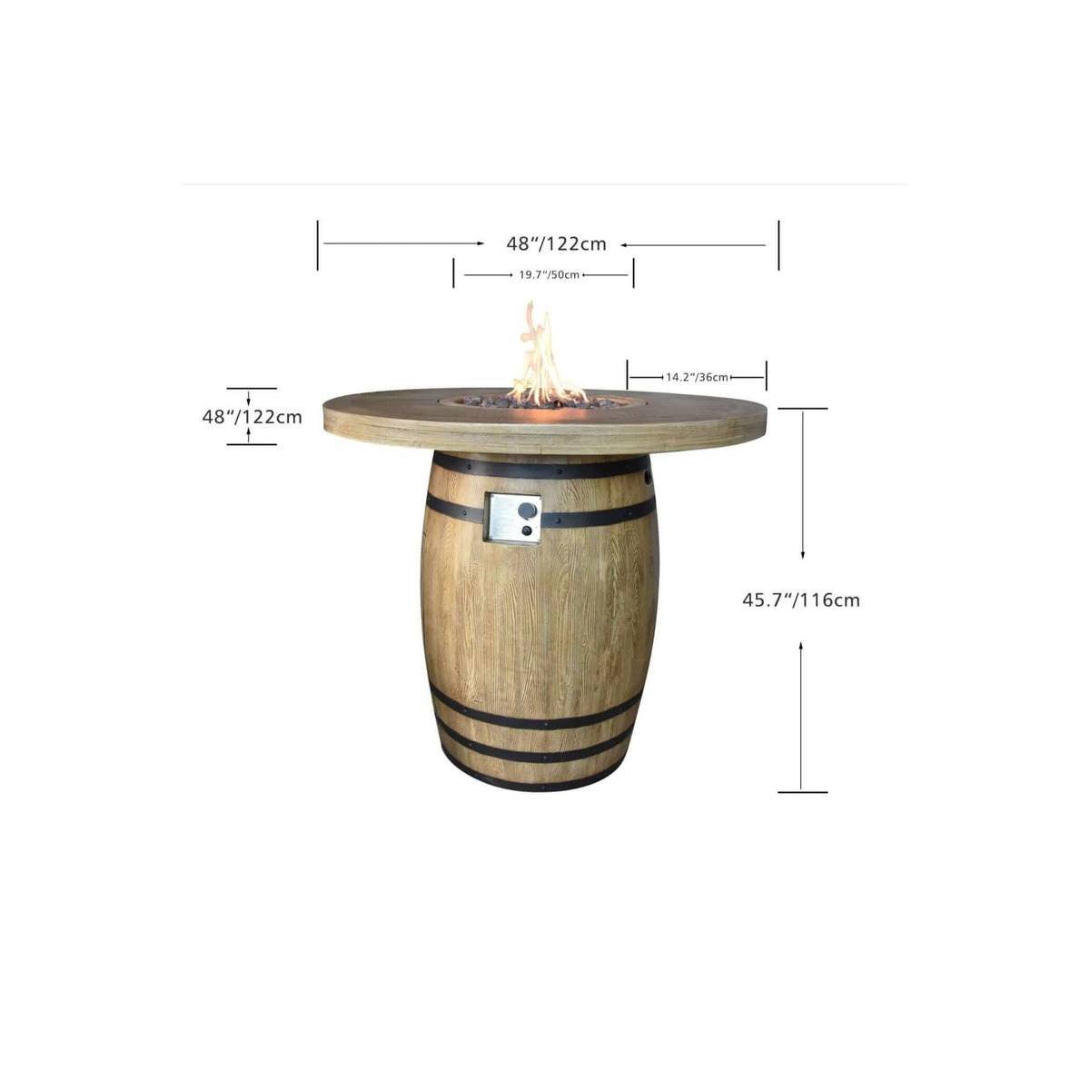 Elementi Lafite Barrel Fire Table-