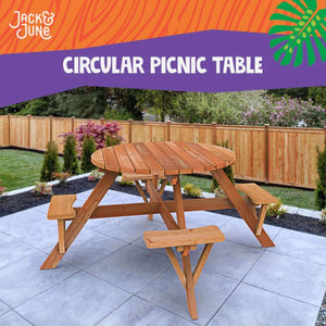 Jack and June Circular Adult Picnic Table-