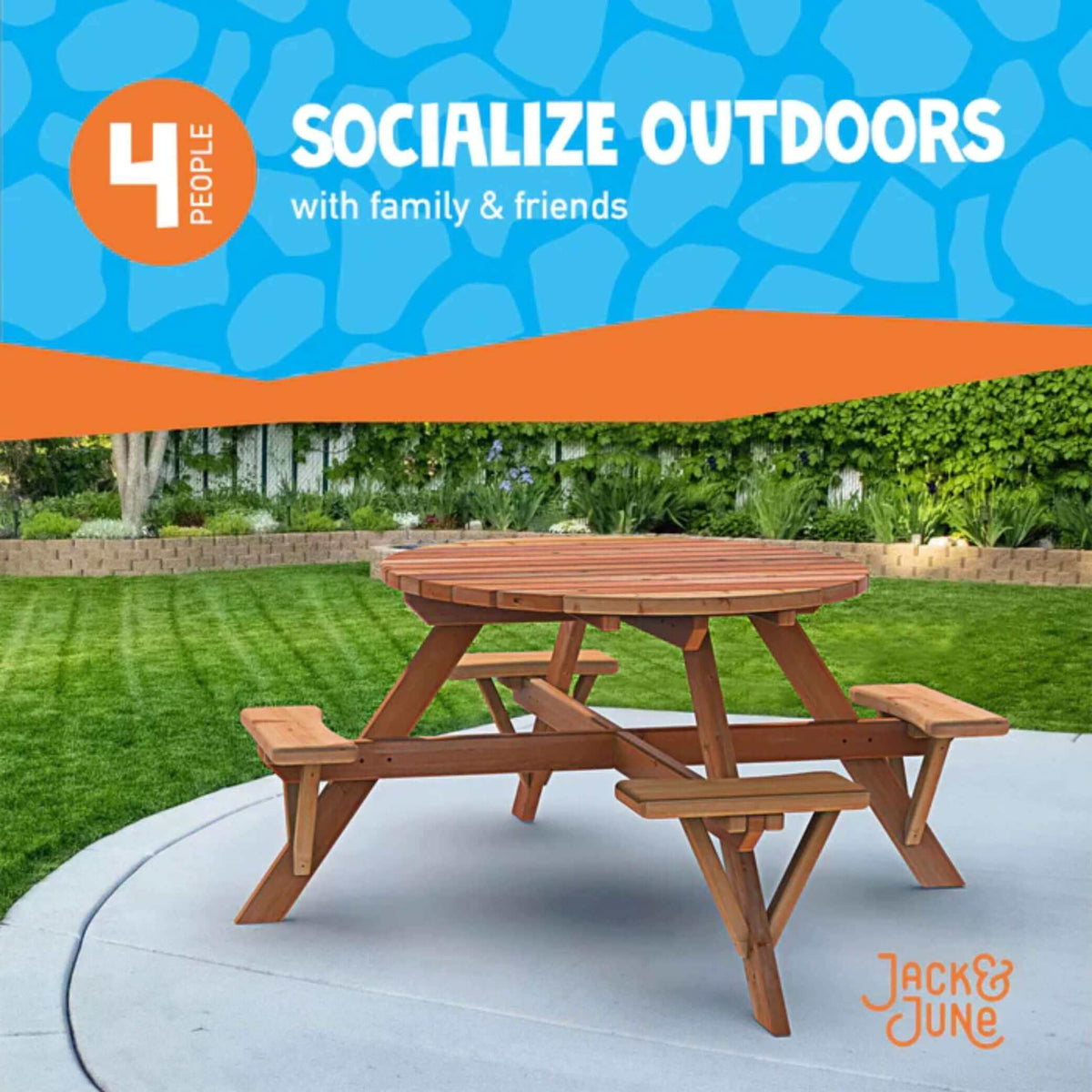 Jack and June Circular Adult Picnic Table-