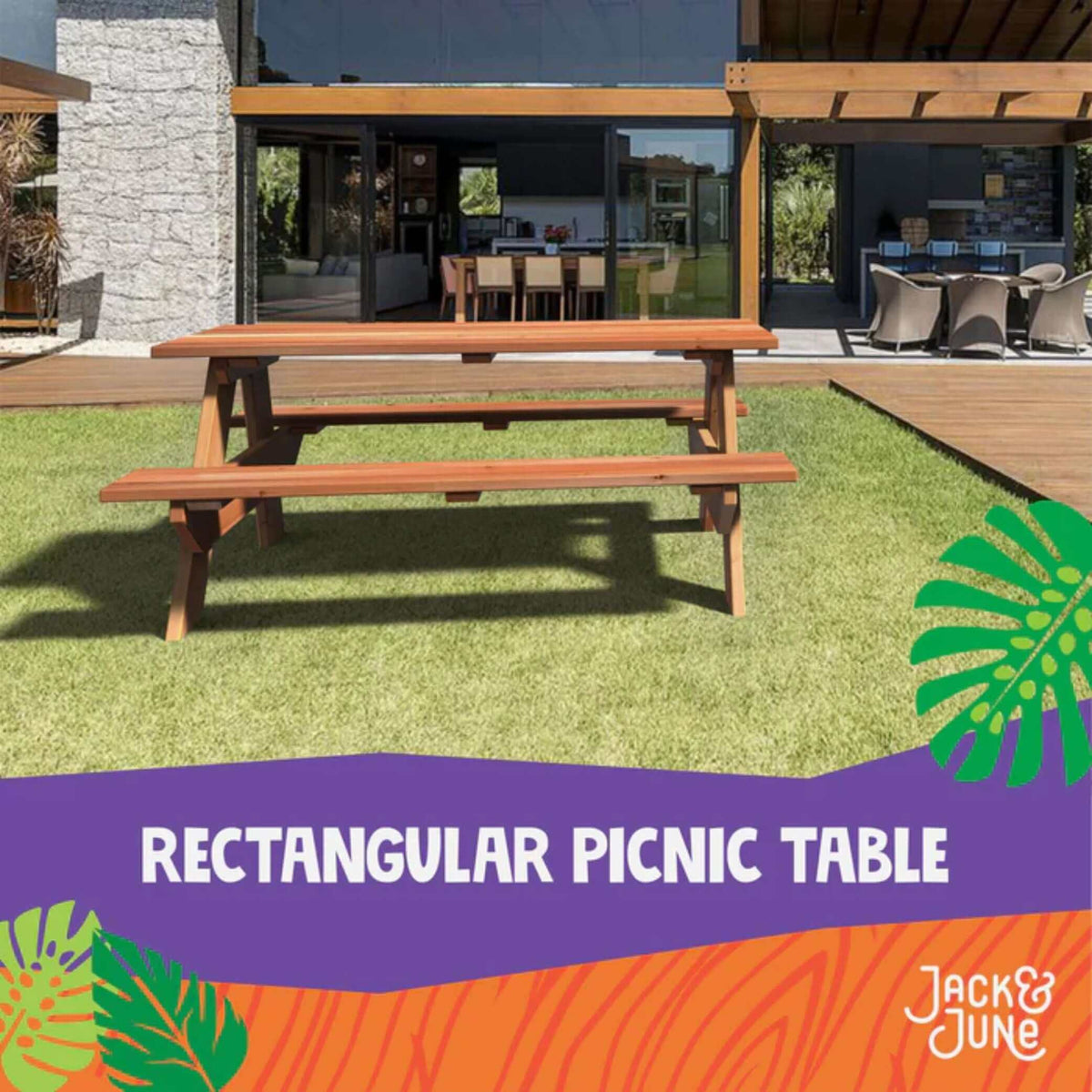 Jack and June Rectangular Adult Picnic Table-