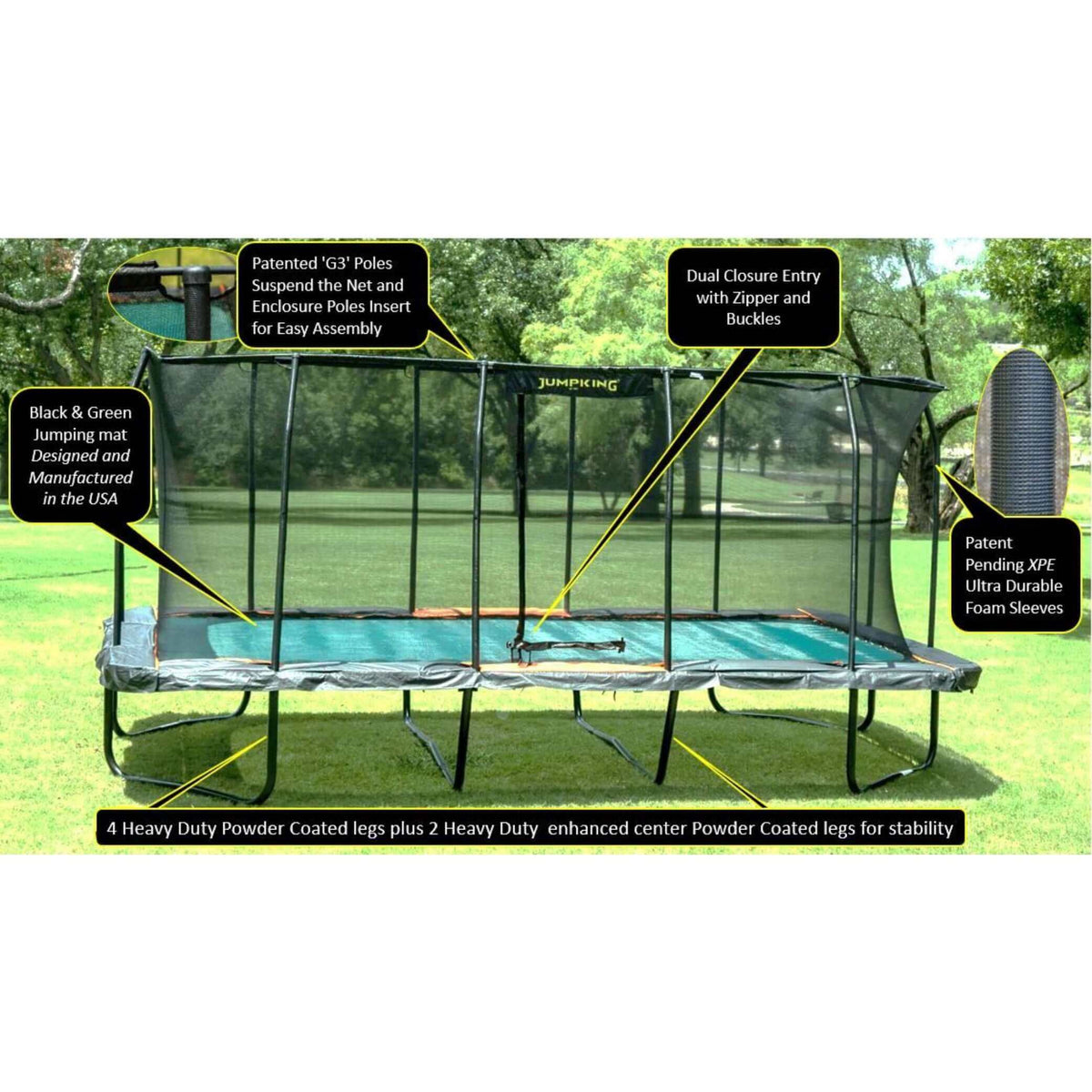 JumpKing Pro-Series Rectangular Trampoline 10’x18’-