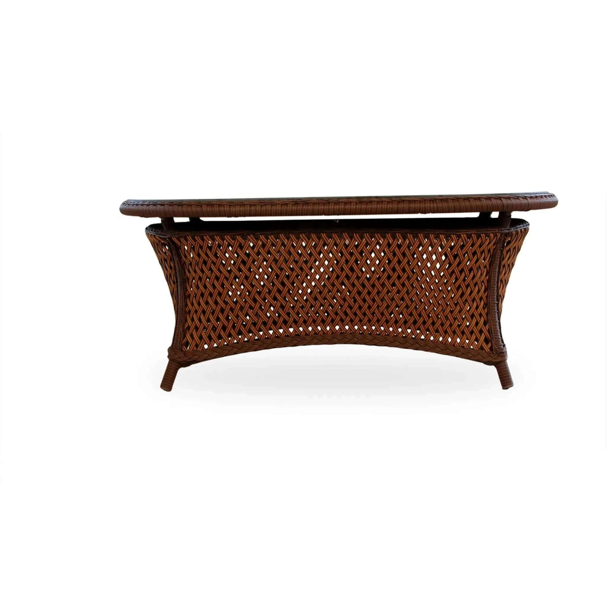Lloyd Flanders Grand Traverse 43in Oval Cocktail Table-Caramel Sunloom Vinyl