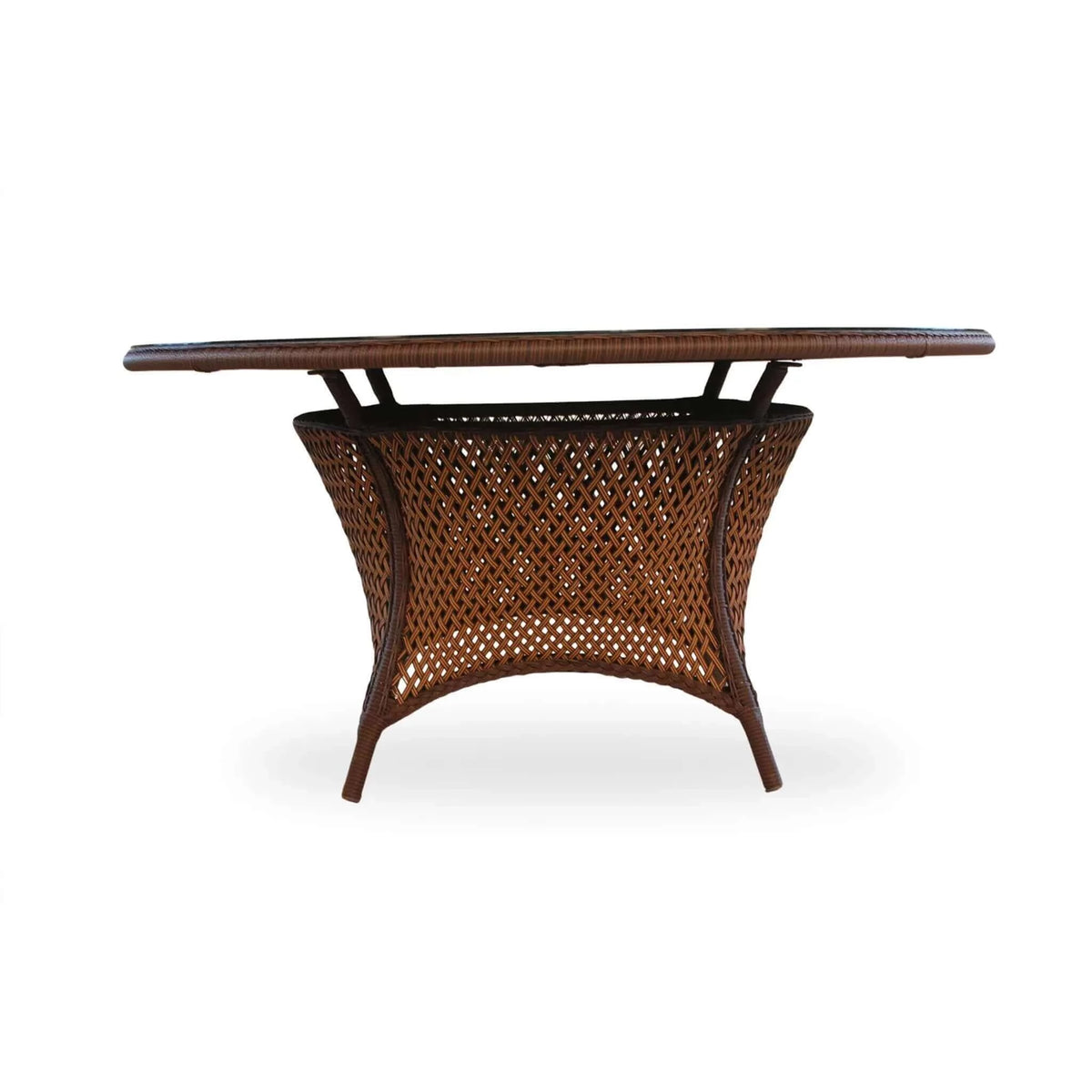 Lloyd Flanders Grand Traverse 60in Round Umbrella Dining Table-Bisque Sunloom Vinyl