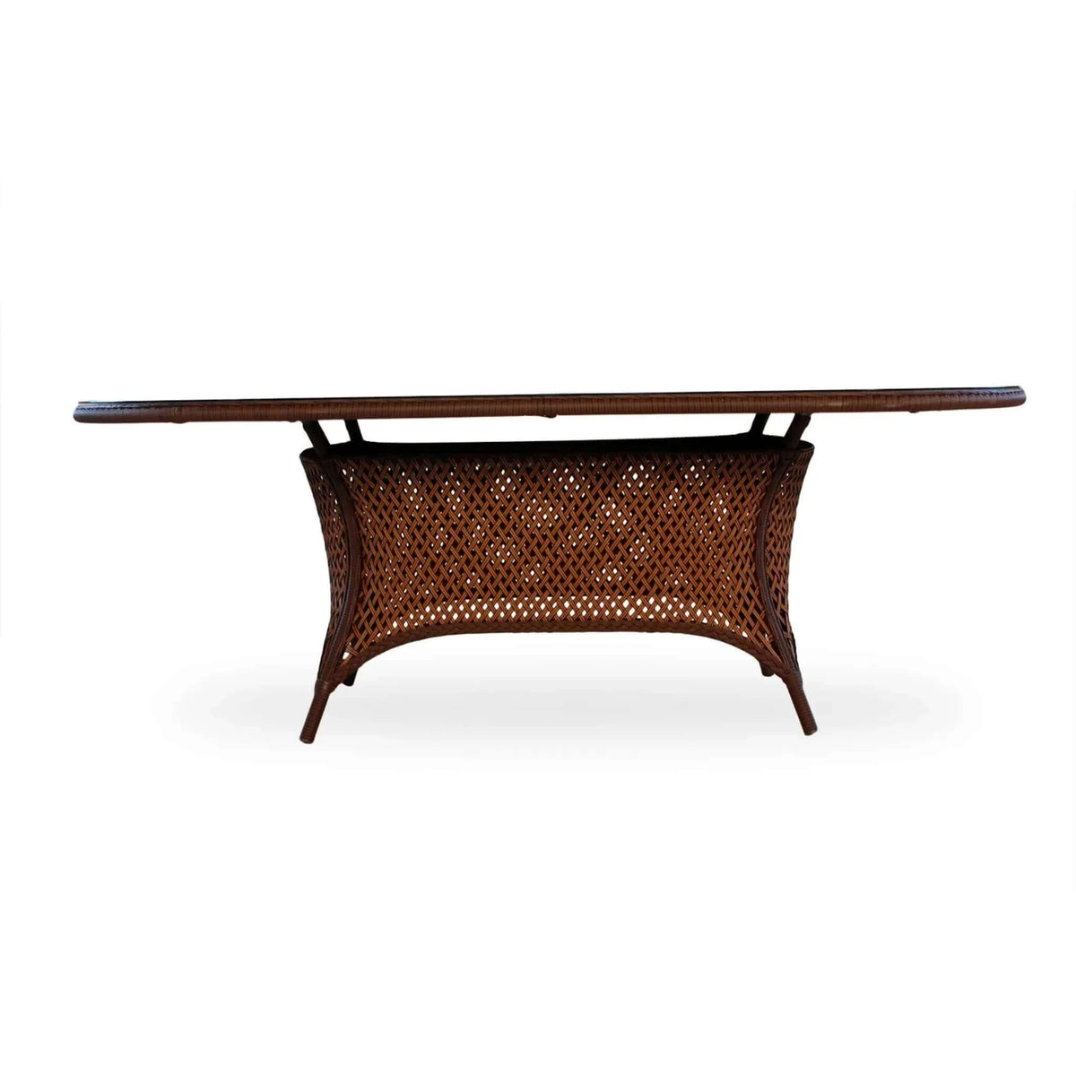 Lloyd Flanders Grand Traverse 84in Oval Umbrella Dining Table-Caramel Sunloom Vinyl