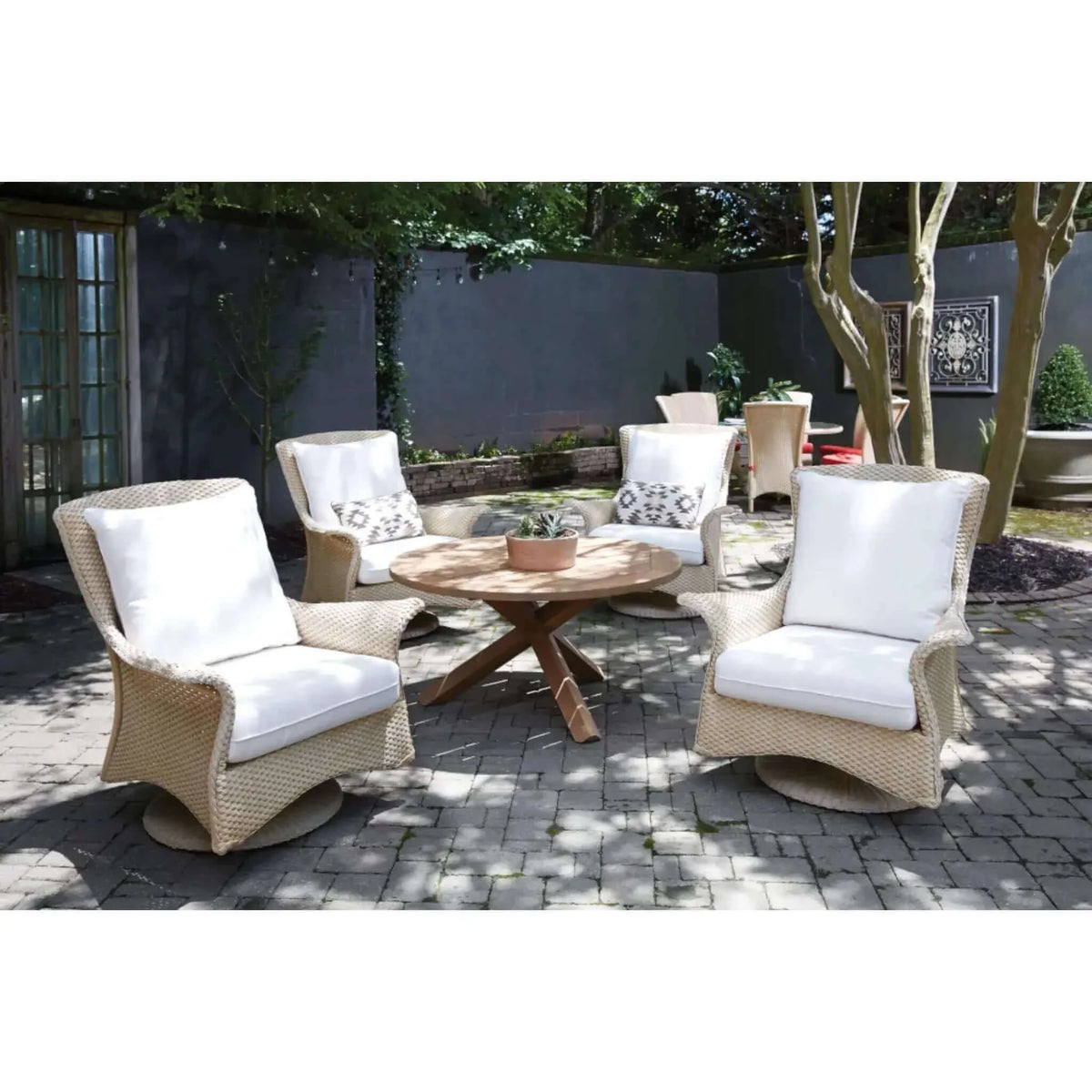 Lloyd Flanders Mandalay Swivel Rocker Lounge Chair-Denim Blue 040