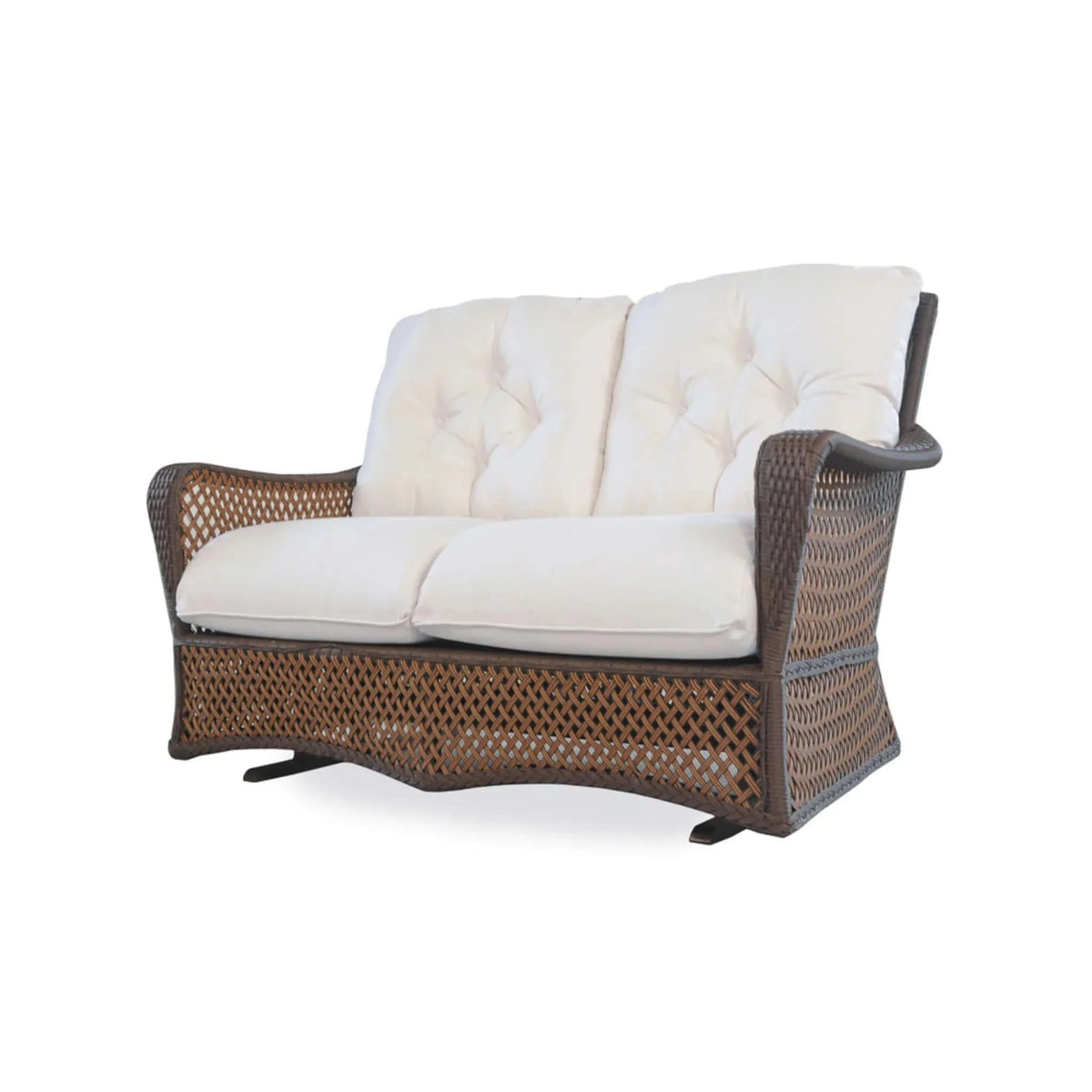 Lloyd Flanders Grand Traverse Loveseat Glider-Bisque Sunloom Vinyl