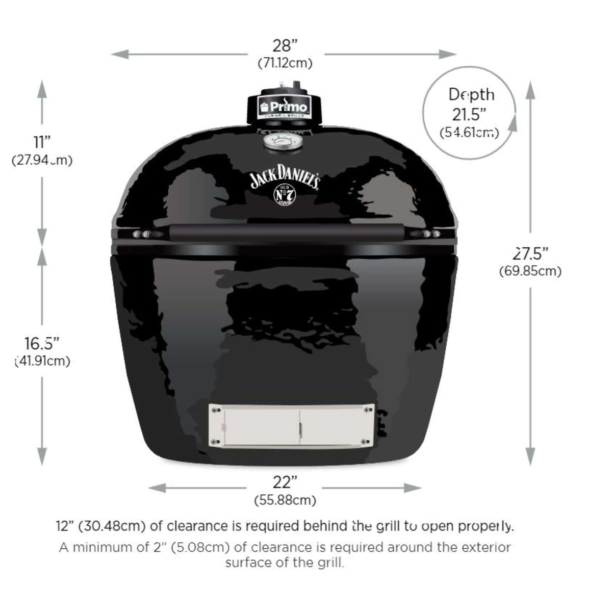 Primo Oval X-Large 400 Charcoal Grill, Jack Daniel’s Edition-