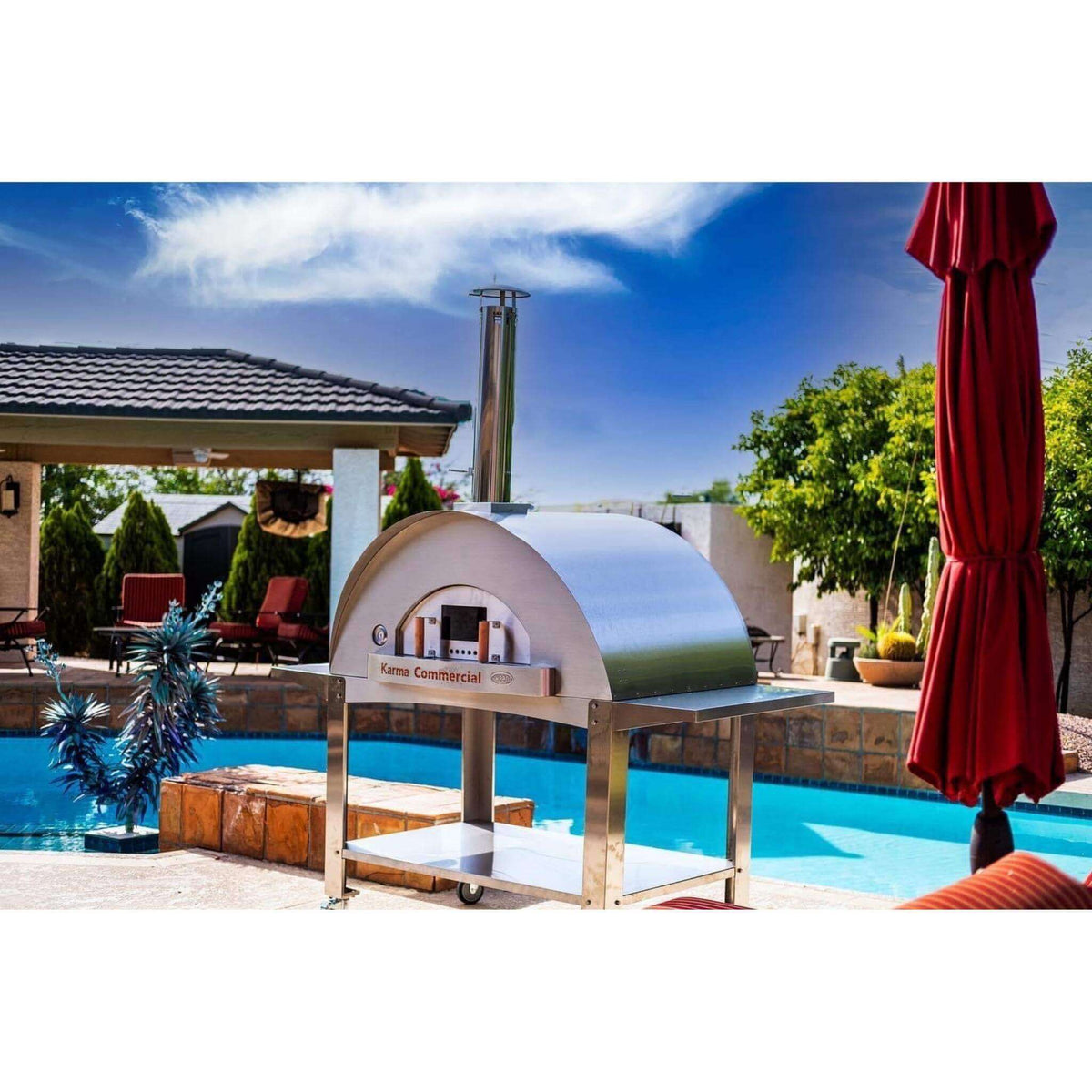 WPPO Karma 55" Stainless Steel Commercial Wood Fired Oven-