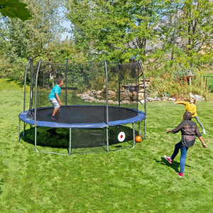 Skywalker Trampolines 15' x 13' Oval Trampoline with Kickback and Bounceback Accessories - Navy