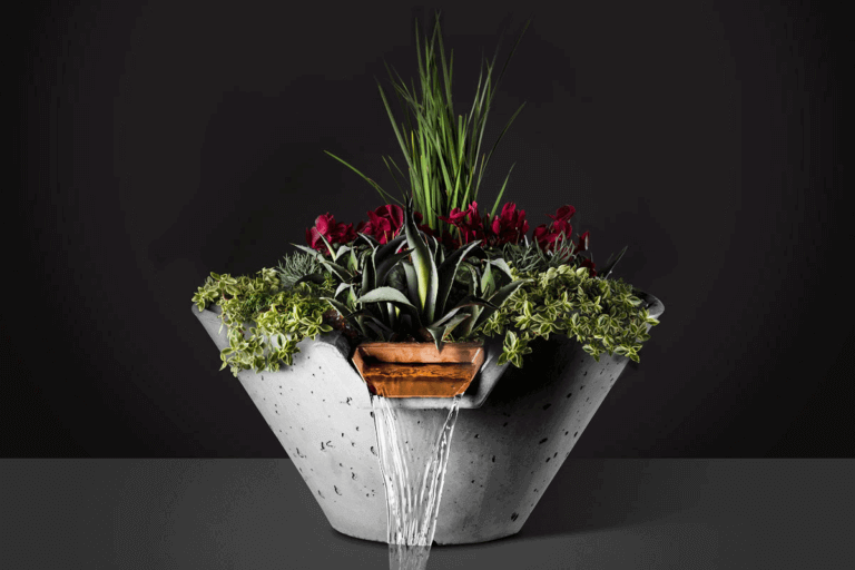 Slick Rock Concrete Cascade Water + Planter Conical