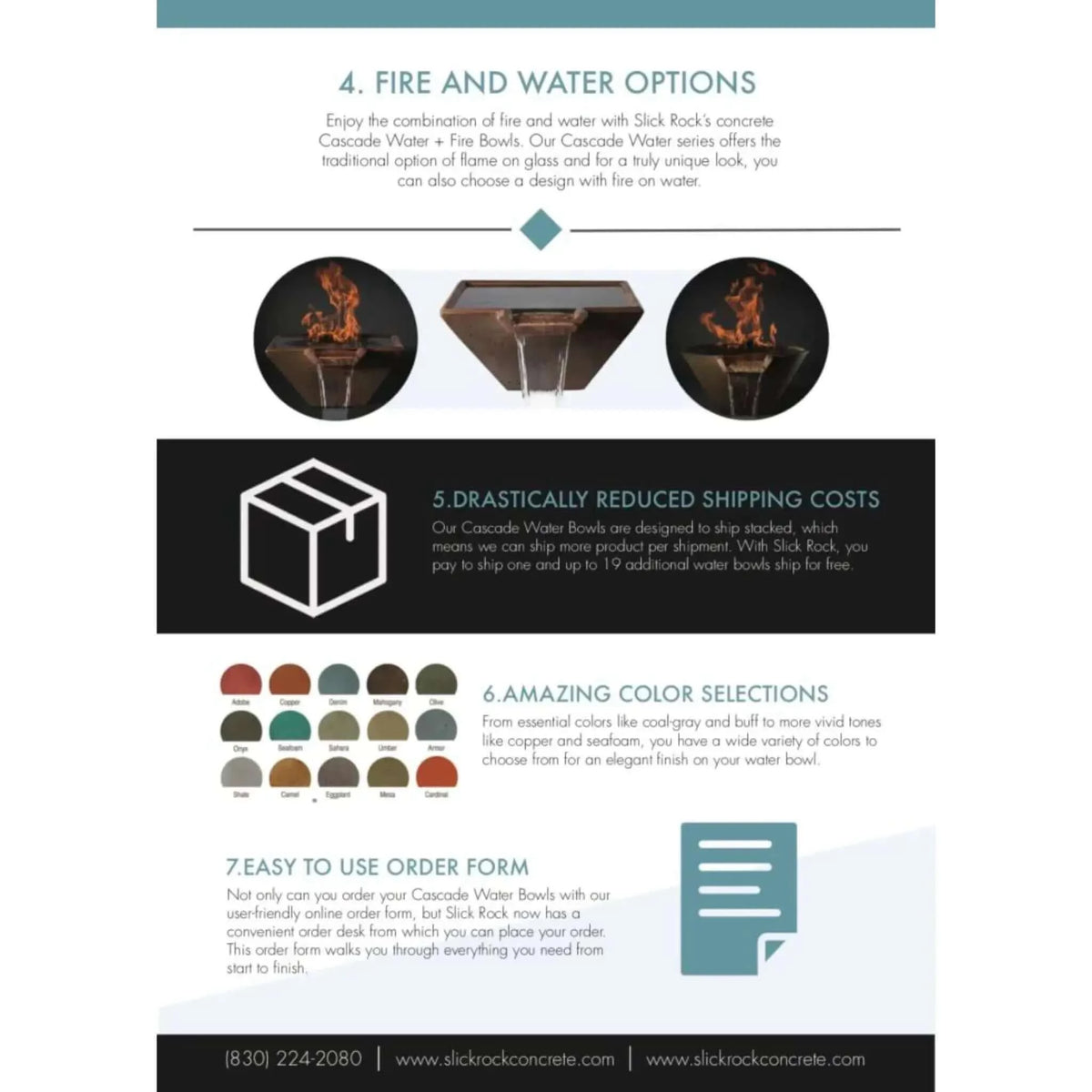 Slick Rock Concrete 34" Cascade Water + Fire Bowl Conical