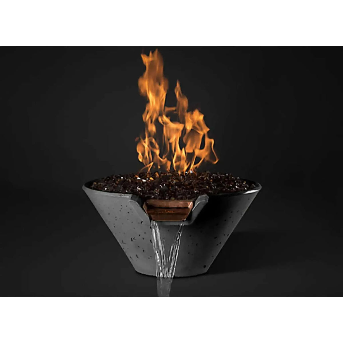 Slick Rock Concrete 29" Cascade Water + Fire Bowl Conical