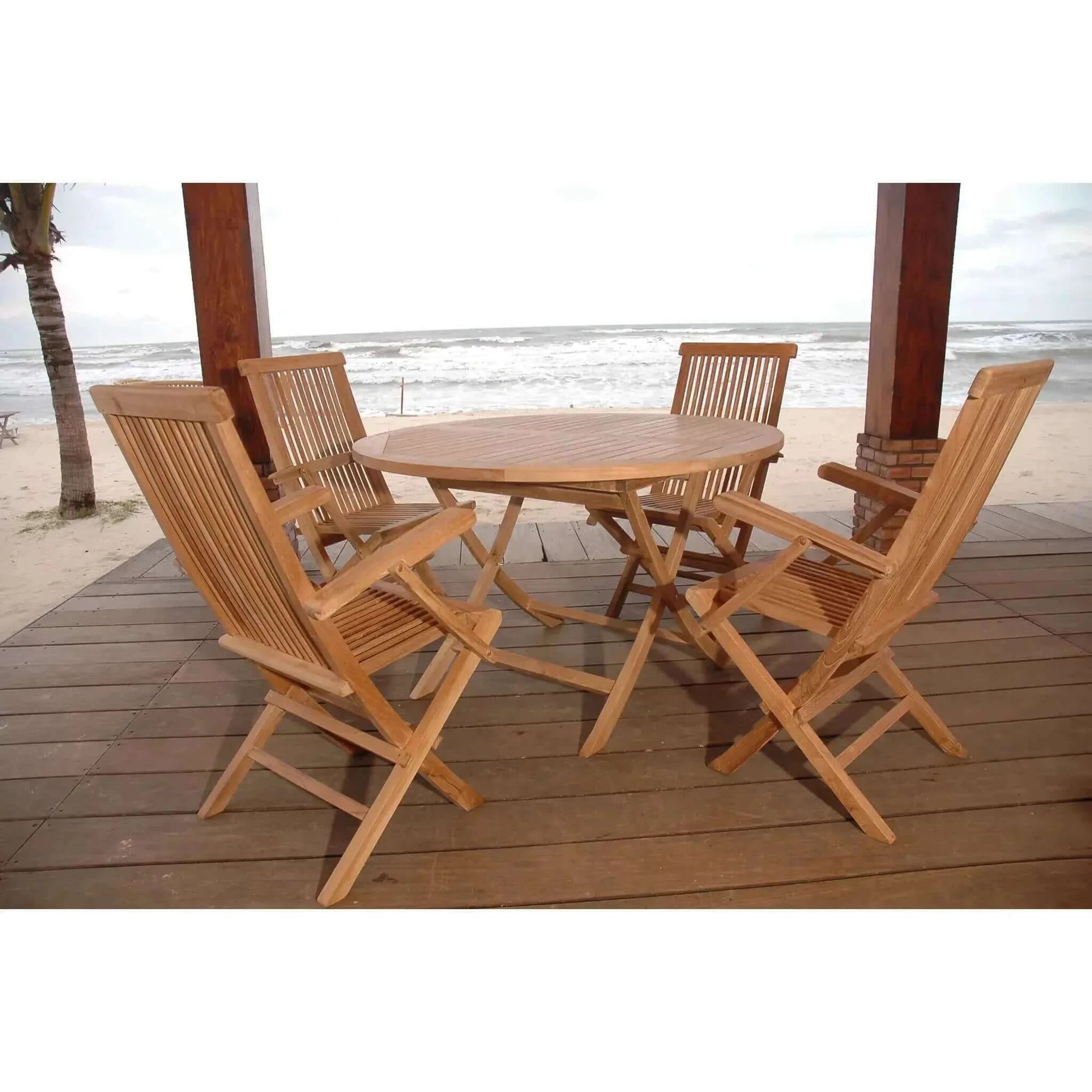 Anderson Teak Bahama Classic Folding Armchair 5-Pieces Dining Set