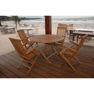 Anderson Teak Bahama Classic Folding Armchair 5-Pieces Dining Set