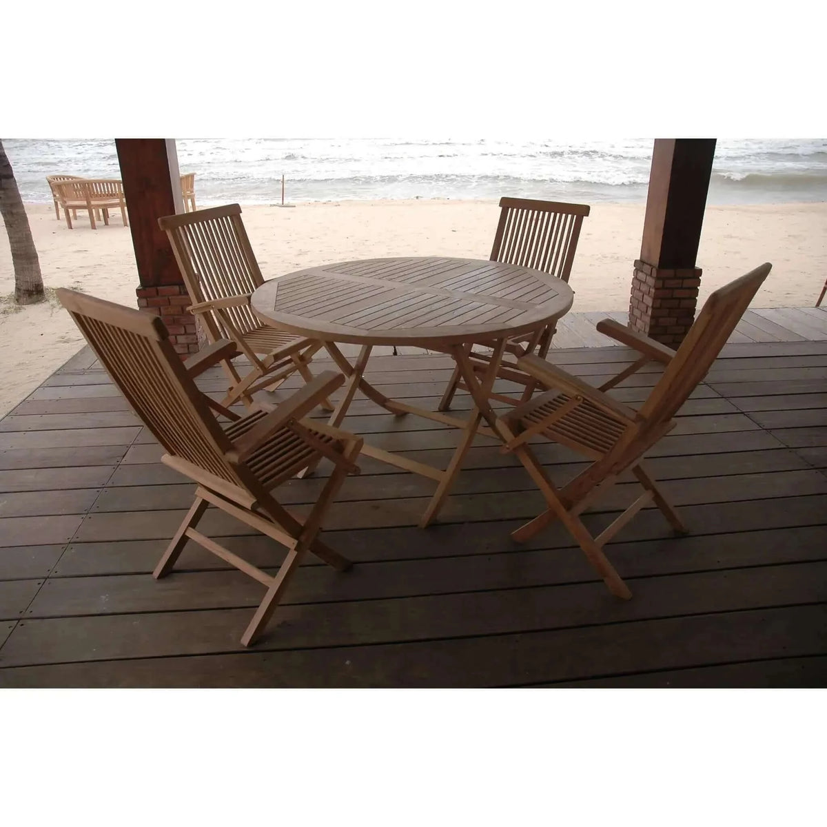 Anderson Teak Bahama Classic Folding Armchair 5-Pieces Dining Set