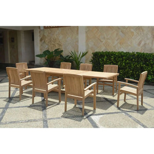 Anderson Teak Bahama Stackable Sahara 9-Pieces Rectangular Dining Set A