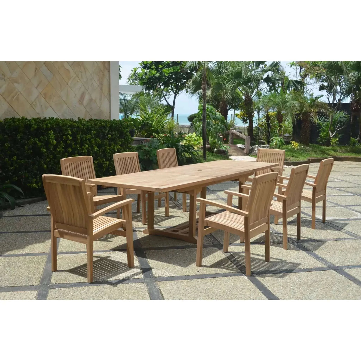 Anderson Teak Bahama Stackable Sahara 9-Pieces Rectangular Dining Set A