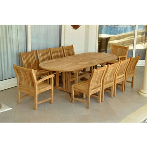 Anderson Teak Sahara Dining Side Chair 11-Pieces Oval Dining Set