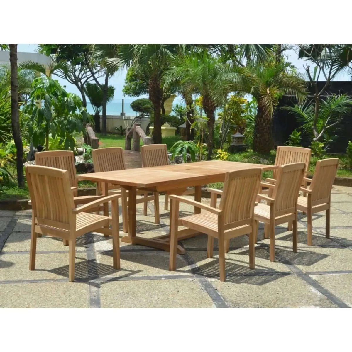 Anderson Teak Bahama Stackable Sahara 9-Pieces Rectangular Dining Set B
