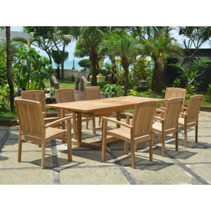 Anderson Teak Bahama Stackable Sahara 9-Pieces Rectangular Dining Set B