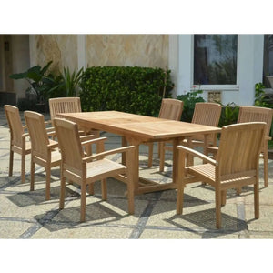 Anderson Teak Bahama Stackable Sahara 9-Pieces Rectangular Dining Set B