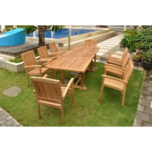 Anderson Teak Bahama Stackable Sahara 9-Pieces Rectangular Dining Set B