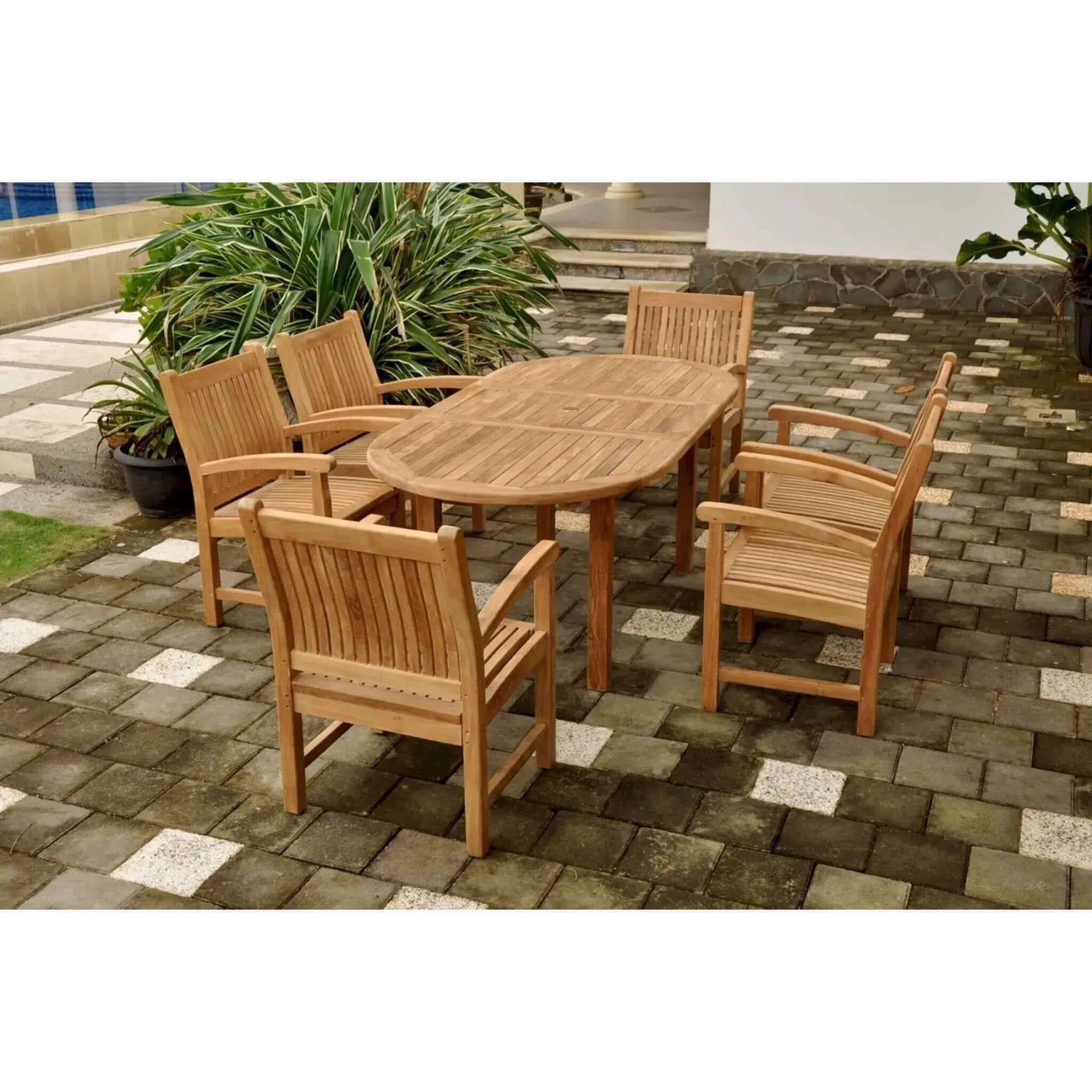 Anderson Teak Bahama Sahara 7-Pieces 78" Oval Dining Set