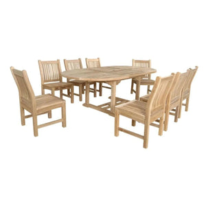 Anderson Teak Bahama Sahara 9-Pieces 87" Oval Dining Set