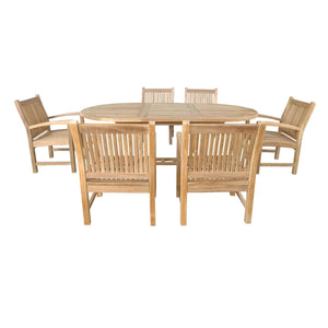 Anderson Teak Bahama Sahara Armchair 7-Pieces 87" Oval Dining Set