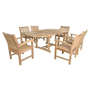 Anderson Teak Bahama Sahara Armchair 7-Pieces 87" Oval Dining Set